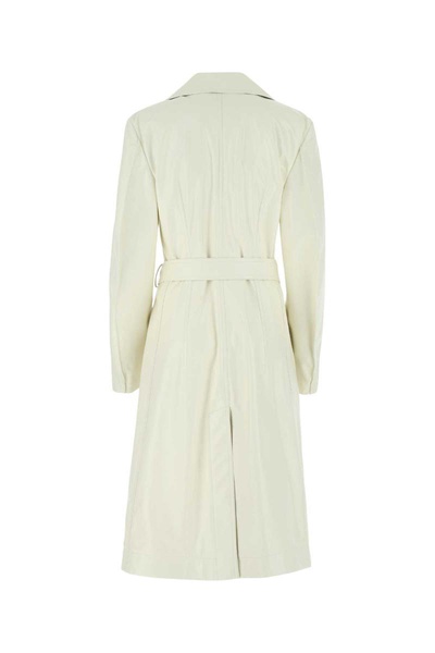 Bottega Veneta Woman Ivory Leather Coat