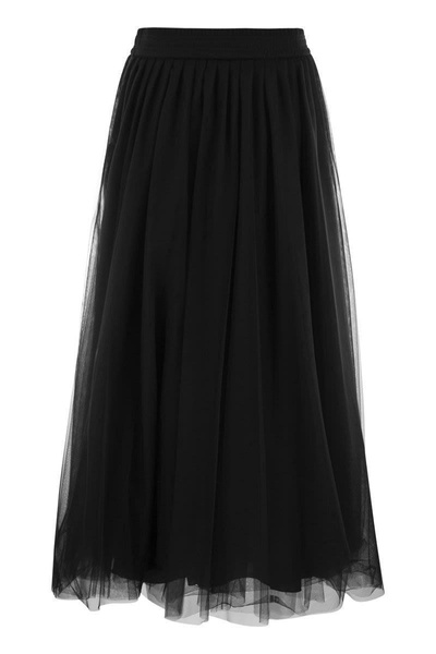 FABIANA FILIPPI Elegant Wide Tulle Midi Skirt