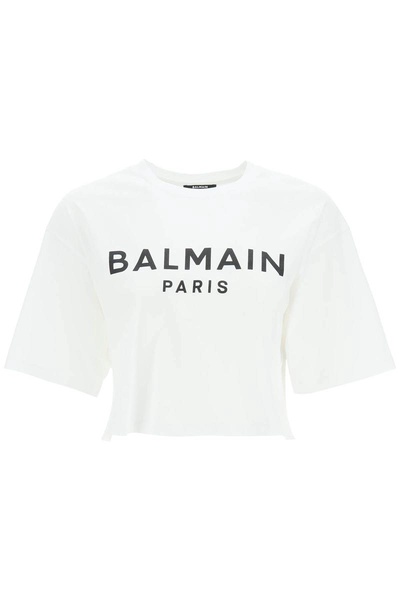 Balmain Logo Print Boxy T Shirt