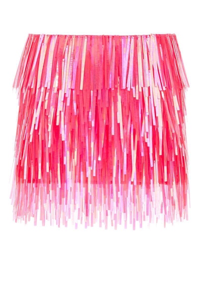 Fluo Pink Sequins Mini Skirt