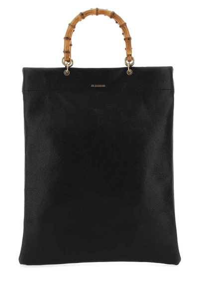 Jil Sander Woman Black Leather Medium Shopping Bag