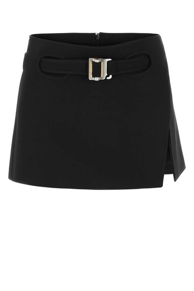 Black stretch twill mini skirt