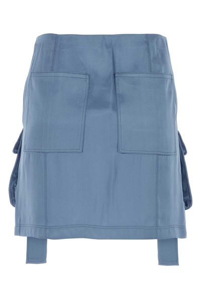 Fendi Woman Cerulean Blue Satin Mini Skirt