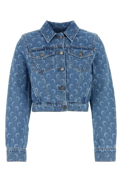 MARINE SERRE Lunar Print Cropped Denim Jacket