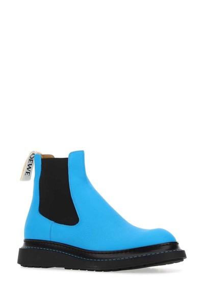 Loewe Man Fluo Light-Blue Leather Ankle Boots