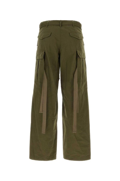 Army Green Cotton And Nylon Cargo Pant