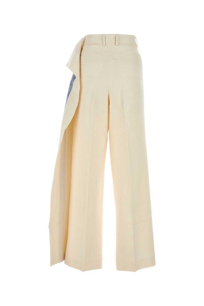 Ivory Cotton Blend Wide-leg Pant