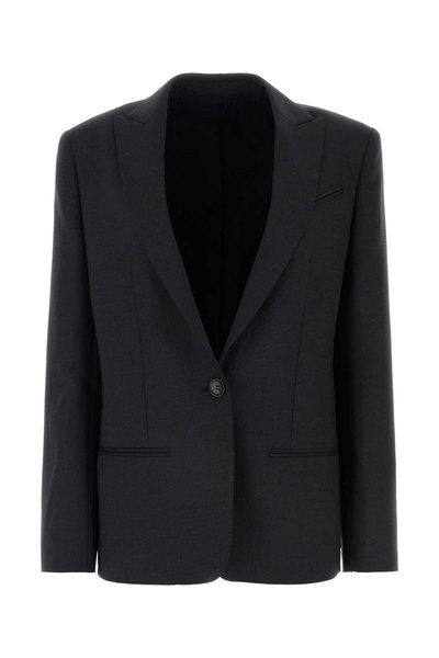 Charcoal stretch polyester blend blazer