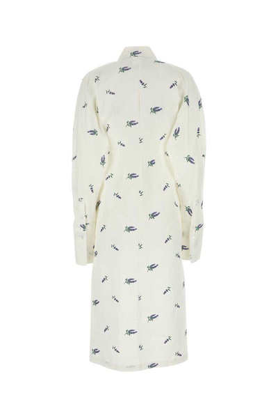 Embroidered Linen Blend Briose Shirt Dress