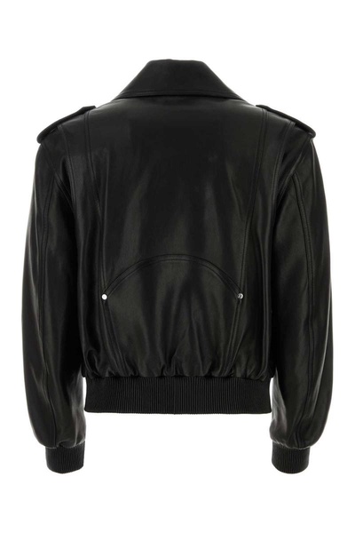 Black Leather Bomber Jacket