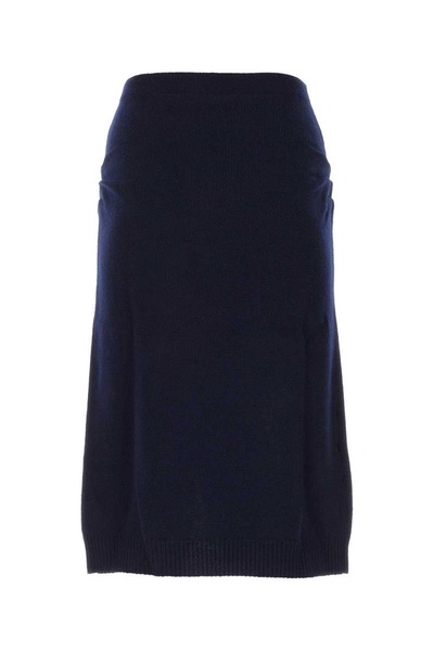 Prada High-Waist Slit-Detailed Knitted Skirt