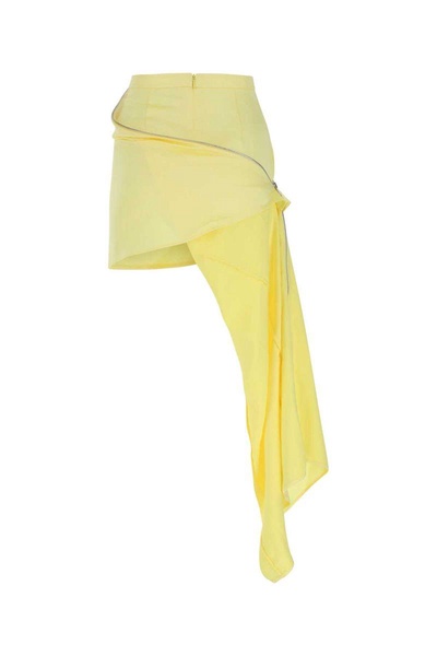 Pastel Yellow Satin Mini Skirt