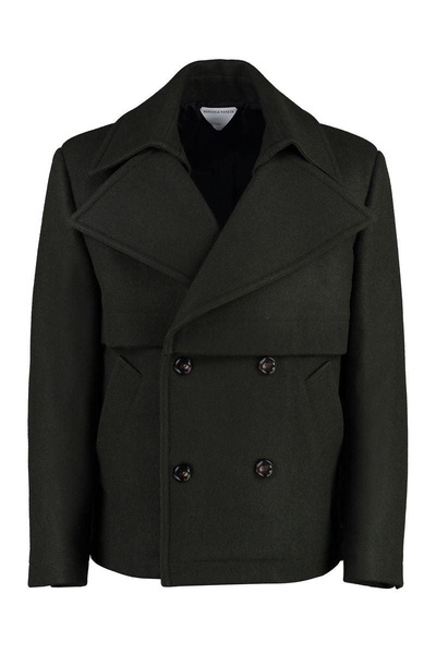 BOTTEGA VENETA Double-Breasted Wool Jacket for Men - FW23 Season in Green