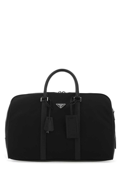 Prada Logo Plaque Zipped Travel Bag