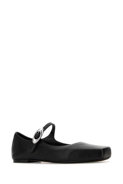 Black Leather Mary Jane Billie Ballerinas