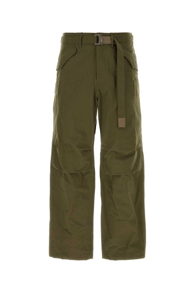 Army Green Cotton And Nylon Cargo Pant