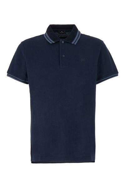 Pegaso-embroidered striped-trim polo shirt