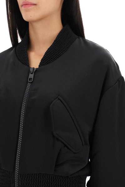 Dolce & Gabbana Charmeuse Bomber Jacket With Draped Sleeves