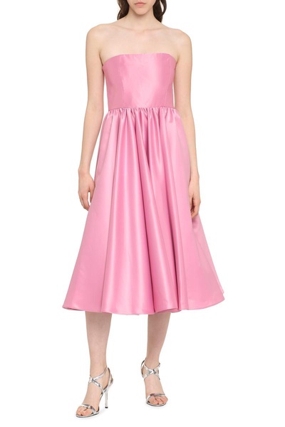 Pinko Strapless Pleated Satin Midi Dress