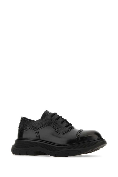 Alexander Mcqueen Man Black Leather Lace-Up Shoes