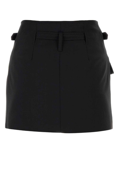 Black Stretch Polyester Blend Mini Skirt