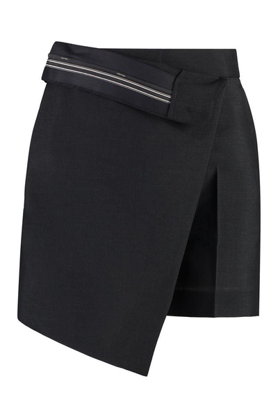 Fendi Asymmetric-Hem High Waist Shorts