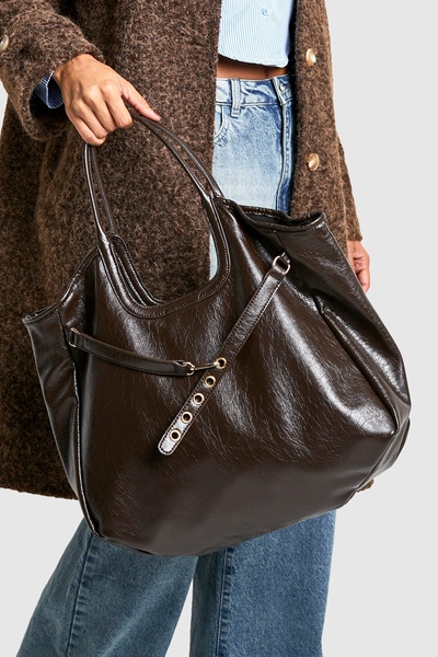 Distressed PU Strap Detail Shoulder Bag 