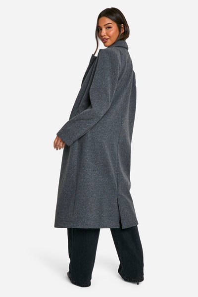 Oversized Shoulder Pad Wool Look Coat