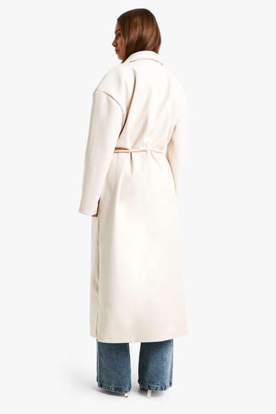 Belt Detail Wool Look Maxi Coat