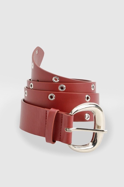 Chunky Eyelet Detail Cherry Red Belt