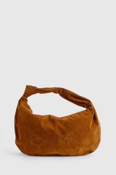 Faux Suede Knot Detail Shoulder Bag 