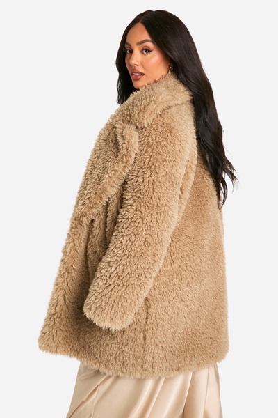 Plus Teddy Faux Fur Coat