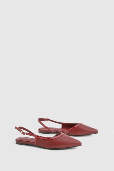 Contrast Detail Slingback Pointed Flats