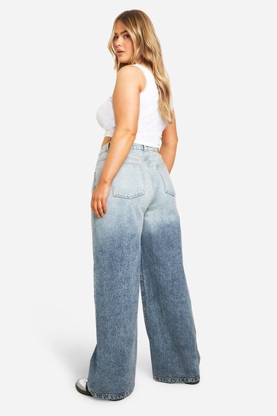 Plus Basics High Waisted Super Wide Leg Jeans