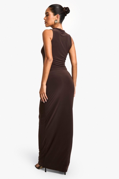 Cowl Neck Slinky Halter Top And Maxi Skirt Set