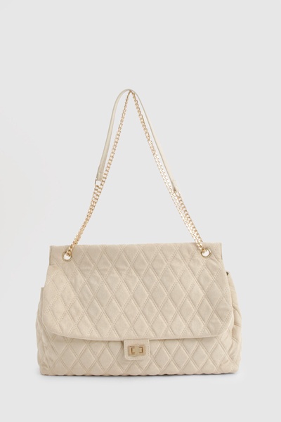 Quilted Brushed Faux Suede Shoulder Bag