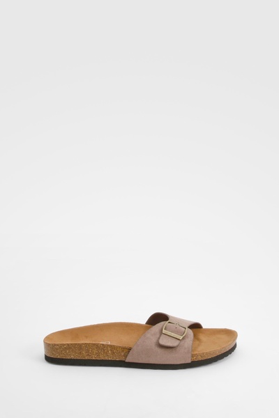 Wide Fit Buckle Footbed Sliders