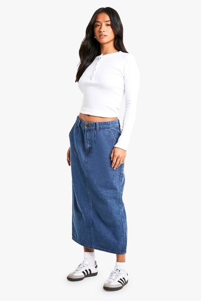 Petite Denim Midi Skirt