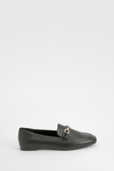 Wide Width Round Toe Single Bar Trim Loafers