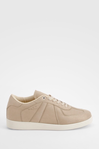 Faux Suede Panel Flat Sneakers