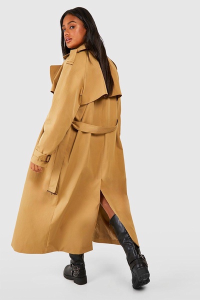 Oversized Shoulder Pad Belted Maxi Trench