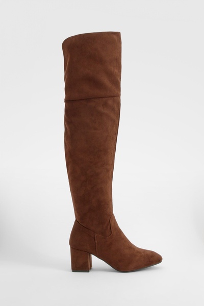 Block Heel Over The Knee High Boots