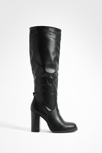 Mini Platform Stack Heel Knee High Boots