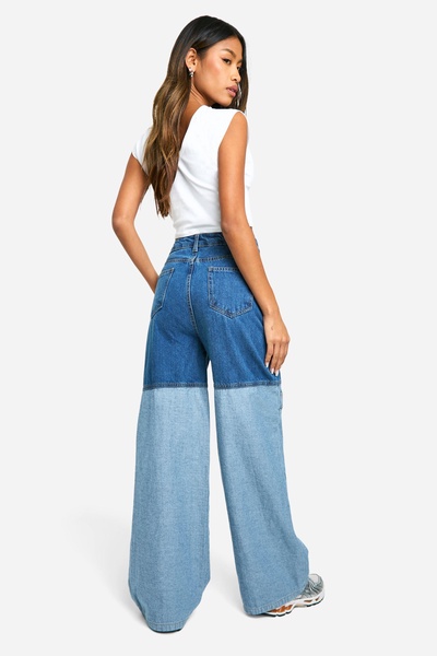 Contrast Seam Detail Wide Leg Jean