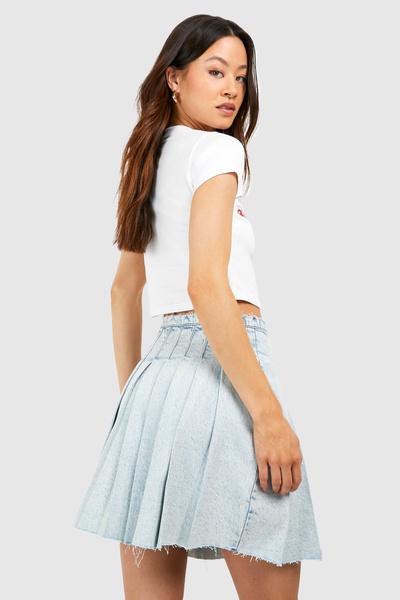 Tall Pleated Denim Mini Skirt