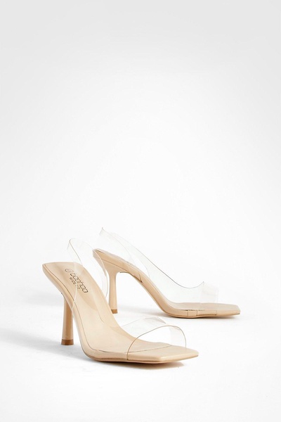 Wide Width Clear Slingback Heels