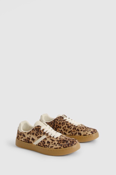 Leopard Gum Sole Lace Up Sneakers