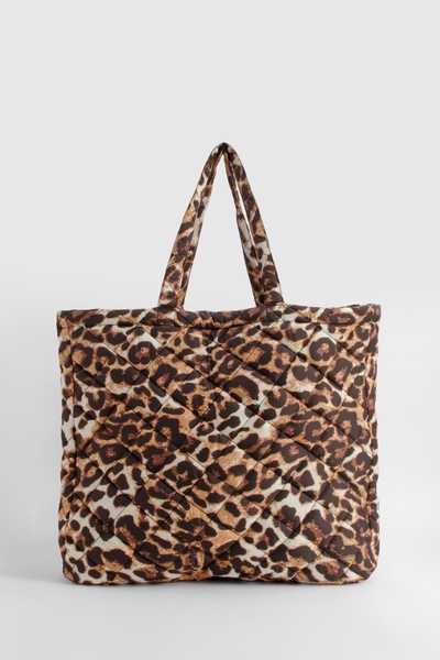 Leopard Oversized Quilted Nylon Tote Bag  