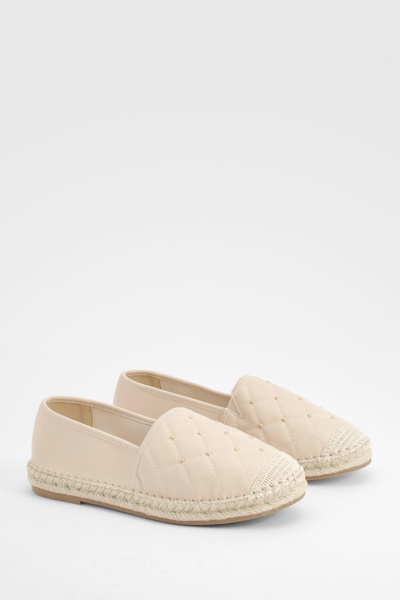 Closed Toe Quilted Stud Detail Espadrilles