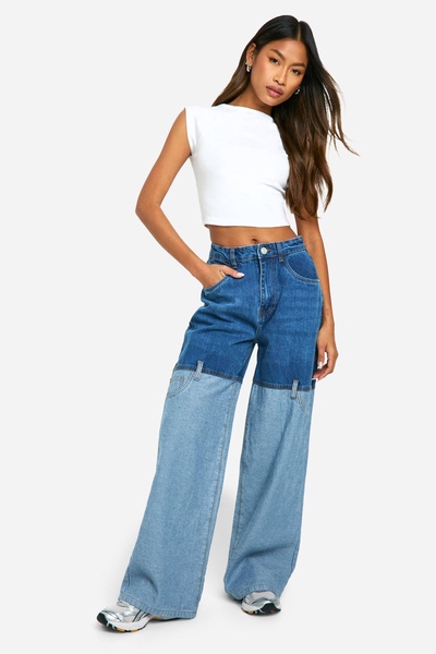 Contrast Seam Detail Wide Leg Jean